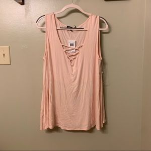 NWT Living doll plus size blush pink sleeveless sheer size 1X top
